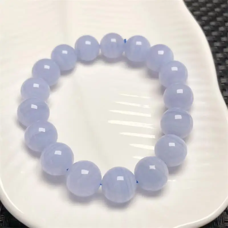 Natural Blue Lace Agate Bracelet Handmade Crystal Quartz Jewelry Stretch Bangle Children Birthday Gift 1pcs 11/12MM