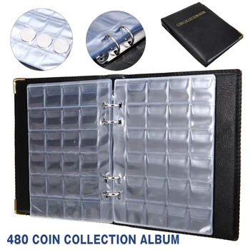 기념 동전 정리함 보관 거치대 앨범, 480 포켓 동전 수집책, 20 페이지, 20mm, 25mm, 27mm, 30mm