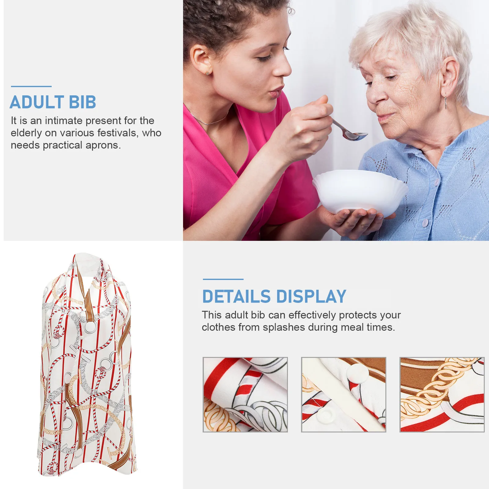 

Adult Bib Dining Scarf Soft Polyester Washable Clothing Protector for Women Elderly Spills Stains Resistant Dining Accessory