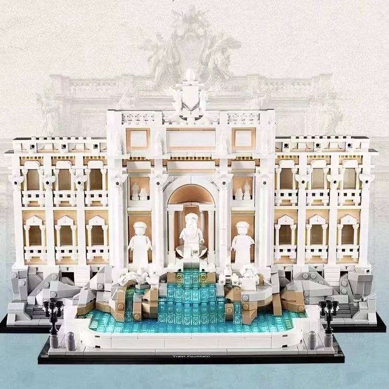 

Архитектура 21062, строительный набор фонтана Trevi, Коллекционная 3D-головоломка из итальянской модели достопримечательностей для демонстрации, поделок своими руками для взрослых