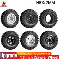 AUSTAR 1.3 inch RC Tires 1/18 Wheels & Tires Set 4pcs 7mm Hex Metal/Plastic Wheel Rim for 1/18 TRX4M RC Crawler Car Upgrade Part