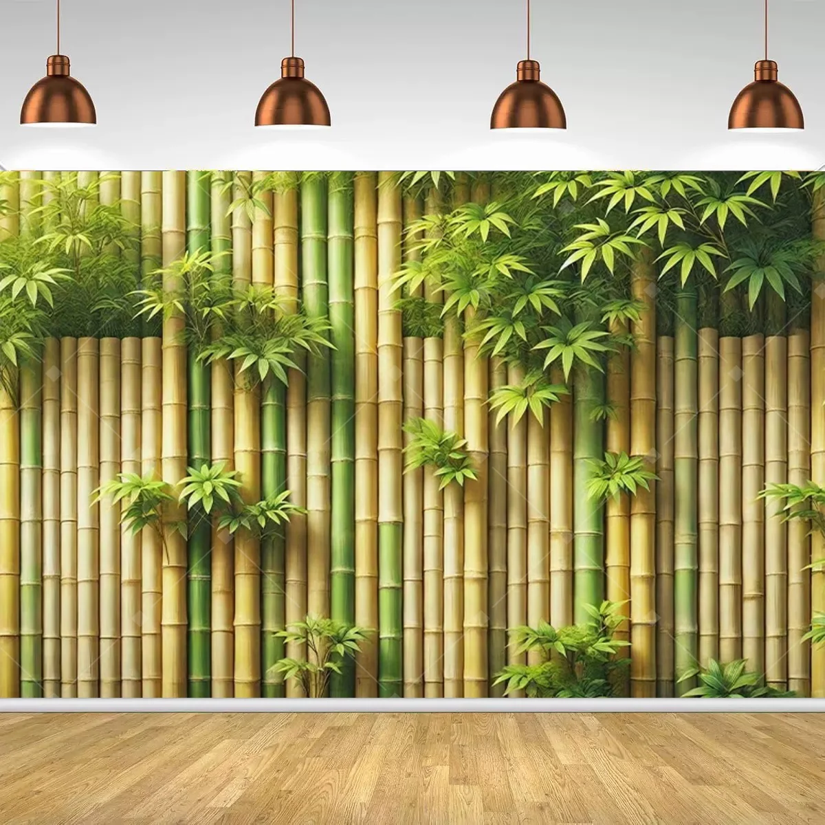 Ländliches Tropisches Bambus-Dschungel Grünes Blatt Foto-Hintergrund Hawaiianische Luau-Party Dekoration Tiki-Bar Bambus Geburtstag Hochzeit Banner – Detail 6