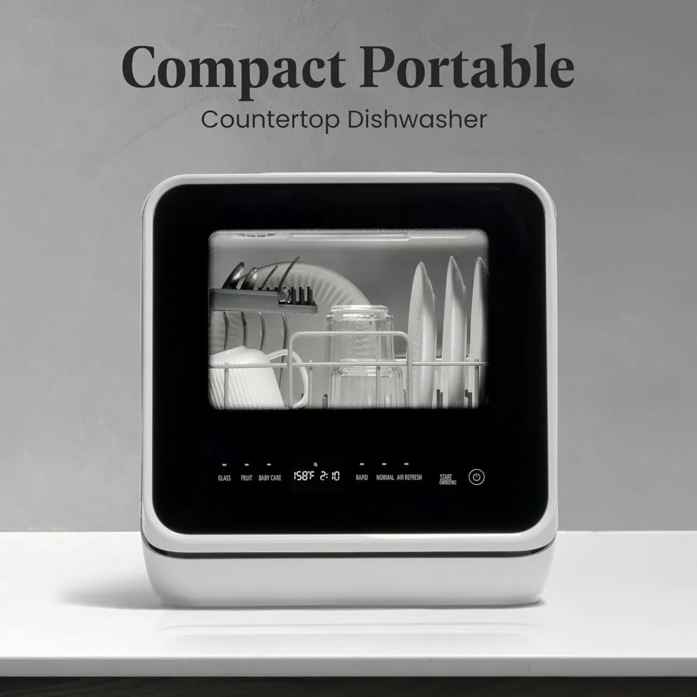 Portable Countertop Dishwasher with 5-Liter Built-in Water Tank - 5-Program System for Home, RV, and Apartment - Wash Dishes,