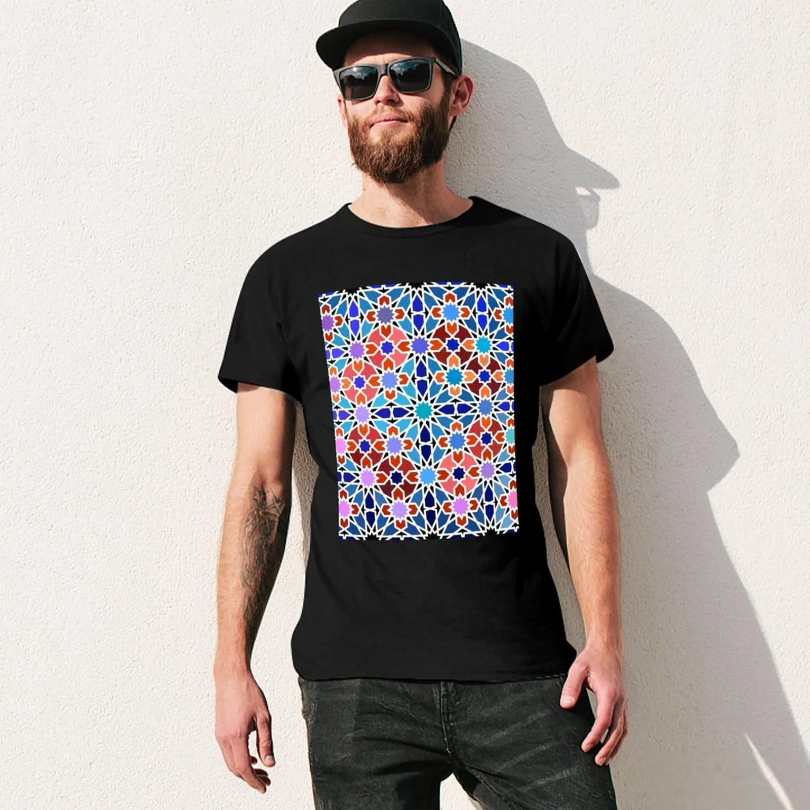 Picture 4: Cellular Islamic Geometry T-Shirt Plus Size Workout Short Sleeve Top