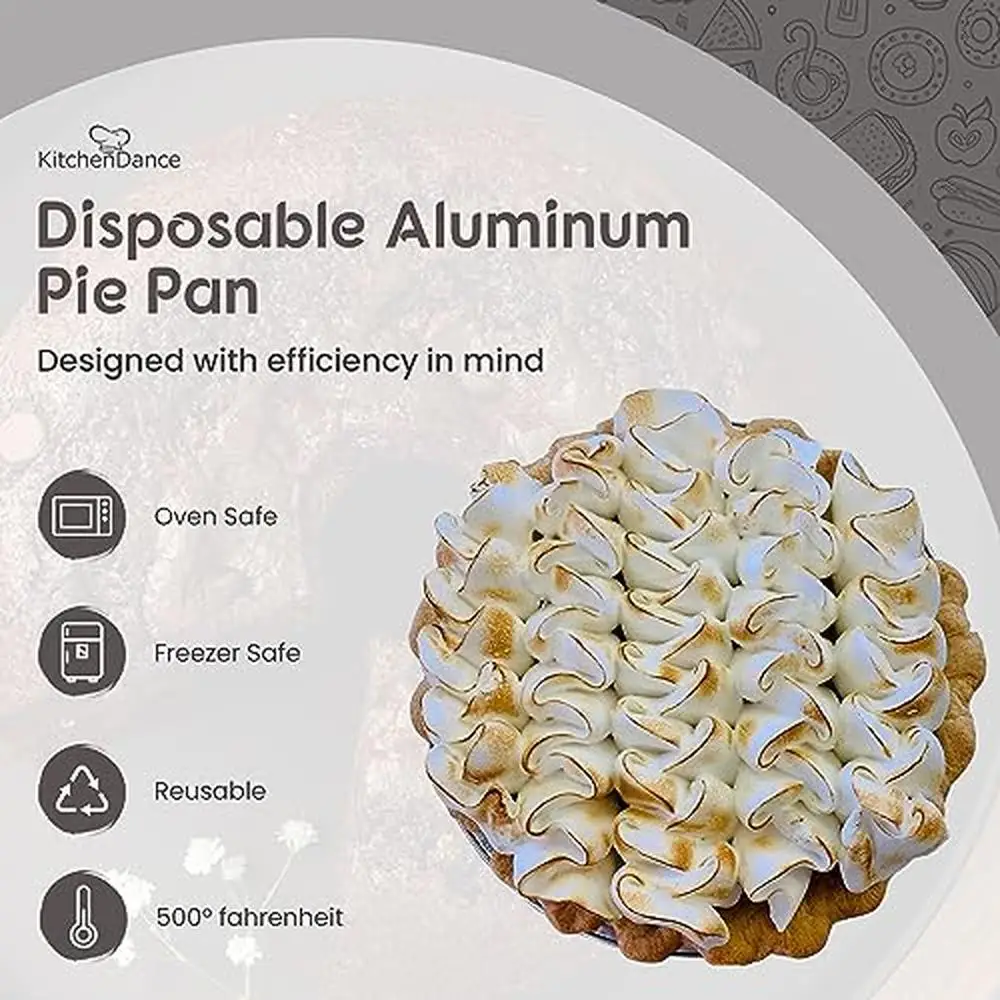 Disposable Aluminum Foil Pie Pan 36 oz Round Baking Pan Strong Resilient Easy to Use Eco-Friendly Multipurpose Event Wedding BBQ