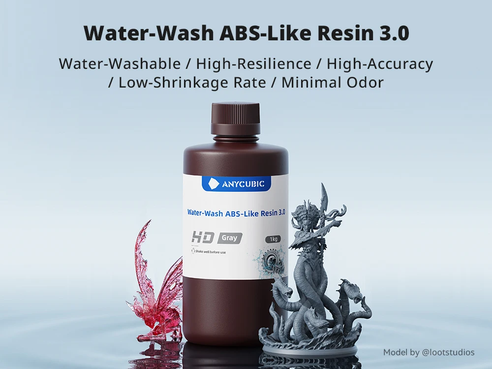 ANYCUBIC Water-Washable Like ABS Resin 3.0 For LCD 3d Printer 405nm Resin Quick Curing SLA 3d Printing Materials For Photon Mono