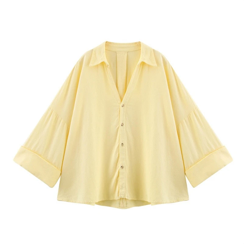 

​​Women's 2025 Spring Summer Striped Shirt, Fashion Oversized Sleeve Blouse