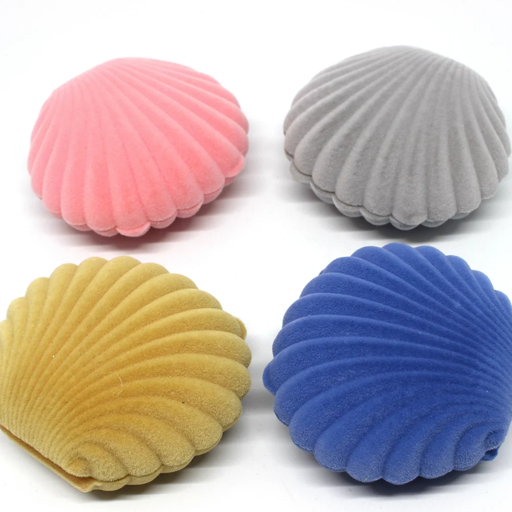 

5 шт. шкатулка для драгоценностей в виде ракушки, уникальный романтический дизайн, небольшой органайзер для ювелирных изделий, держатель для подарка на день матери, белый, серый, абрикос