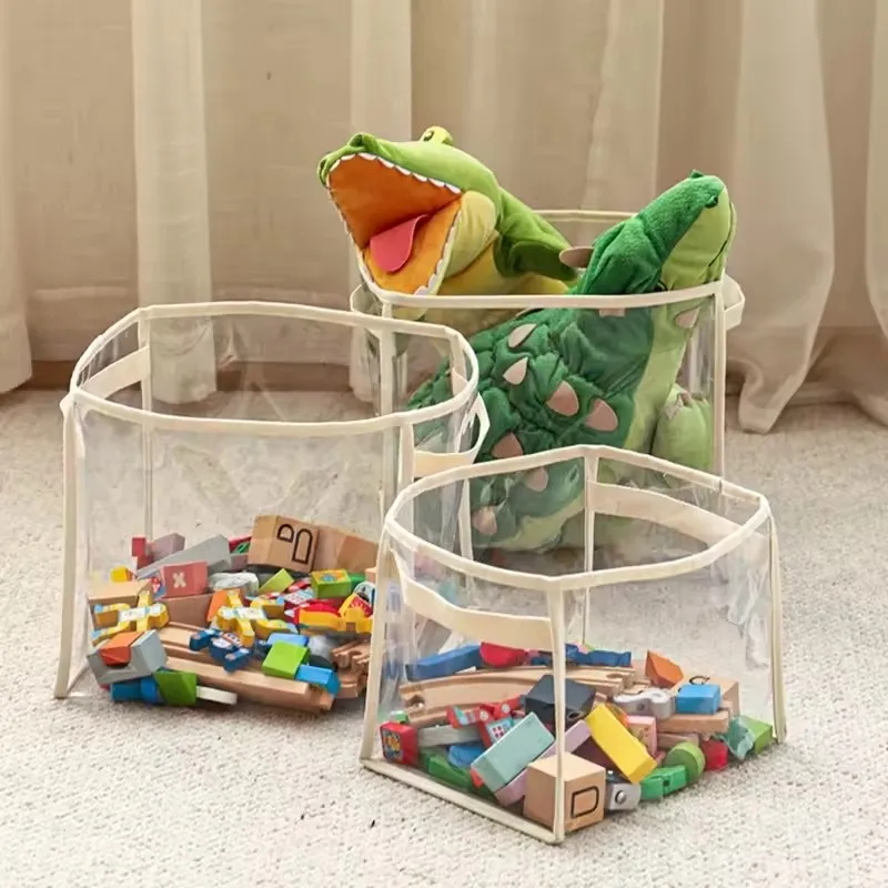 Transparent Children's Toys Storage Basket Clear PVC Baby Diaper Nappy Bag Large Size Kids Friendly Baby Items Organizer Toy Box