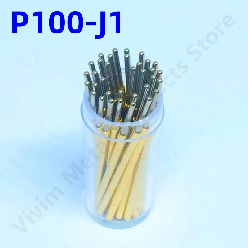 100PCS P100-J1 Small Round Head Spring Test Probe Pogo Pin P100-J Outer Dia 1.36mm Needle Length 33.35mm Circuit Board Test Pin