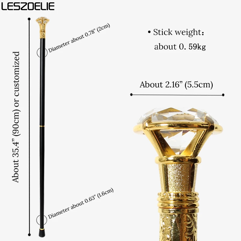 10 Colors Luxury Gold Handle With Crystal Diamond Walking Stick For Man Fashionable Canes Woman Party Decorative Walking Sticks