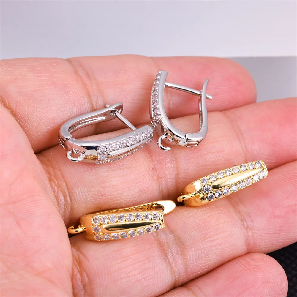 Juya Handmade Cubic Zirconia Decorative Shvenzy Fixtures Fastener Earring Hooks Accessories For DIY Women Luxury Earrings Making