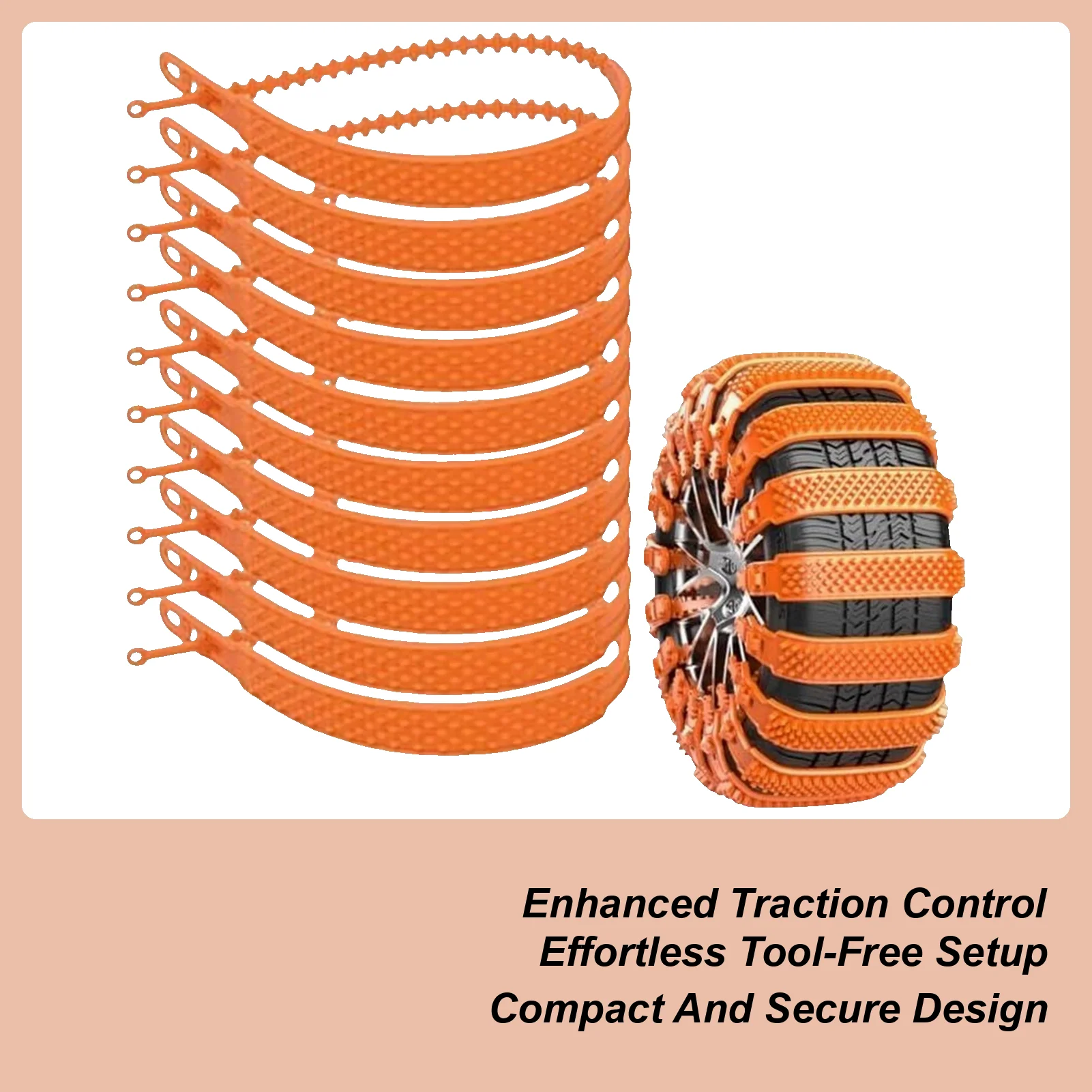 

10pcs Snow Tire Straps Adjustable Anti-Skid Car Grips Tire Straps For Snow For Auto Automotive Van Vehicle RV Truck SUV