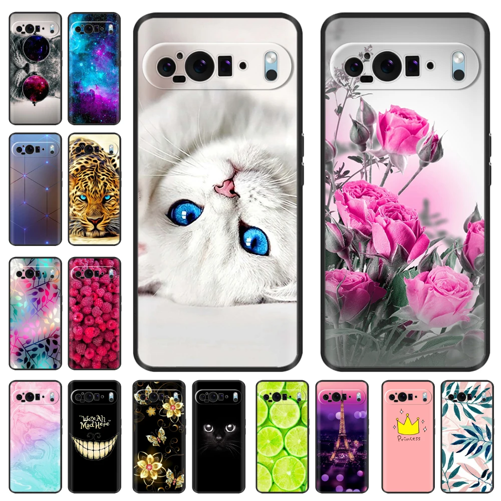 For Google Pixel9 / Pixel 9 Pro XL Phone Case Cute Flowers Painted Silicone Back Covers for Google Pixel 9 Pro XL Fundas Shell