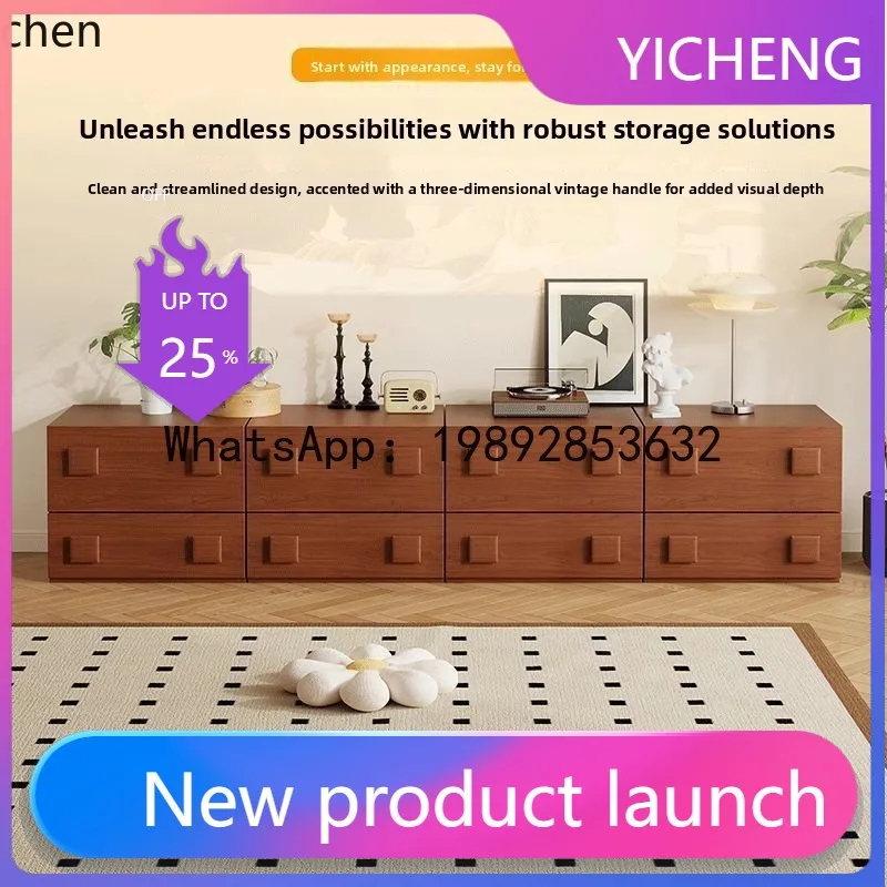 

A1 Solid Wood Card Door Cabinet Retro Floor-standing Modular Combination Multi-functional Storage Cabinet Storage Cabinet