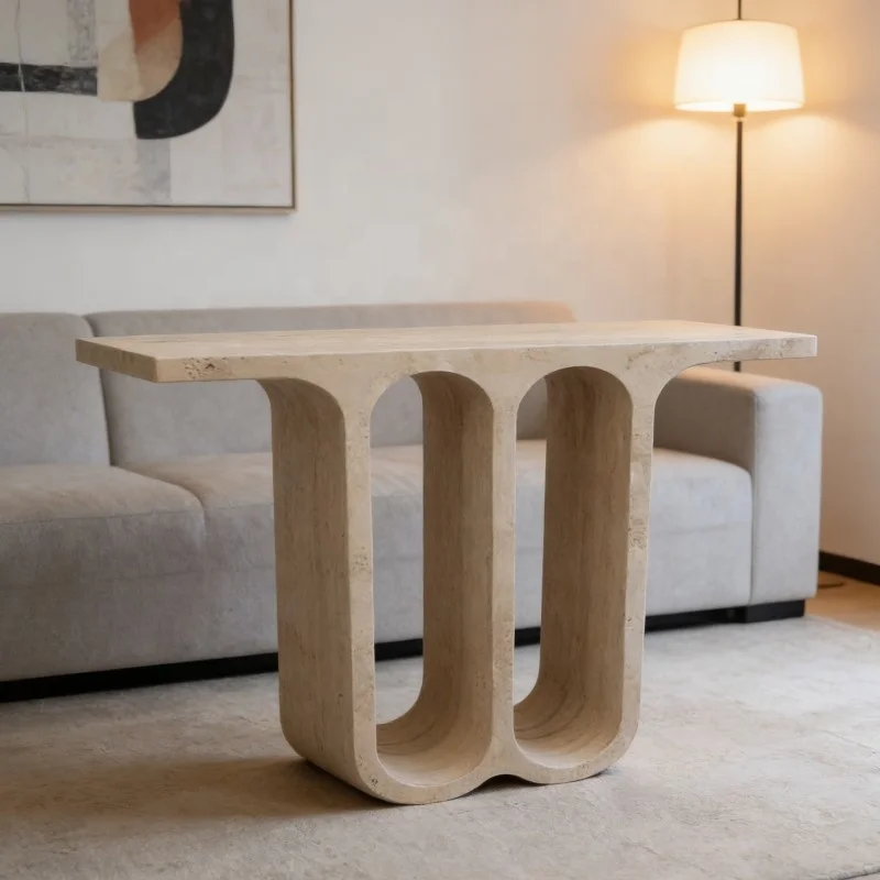 

✿p Direct Natural Travertine Stone Library Table Stone Reading Table Manufacturer for Study Natural Bubble Table