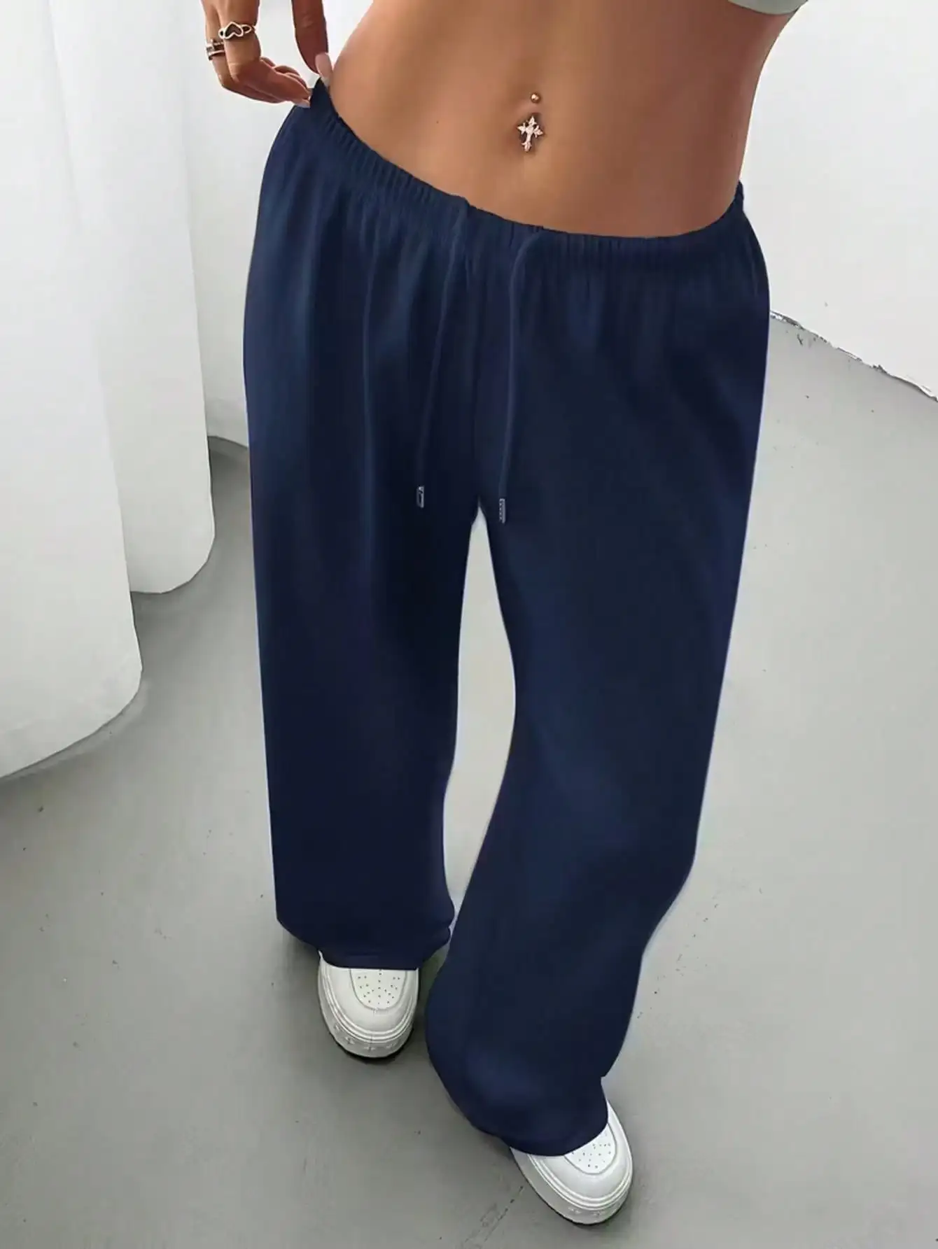 2026 Damen Casual Ganzjahres-Laufhose - Bequeme, lockere, einfarbige Hose mit Kordelzug und elastischem Bund, weites Bein – Detail 33