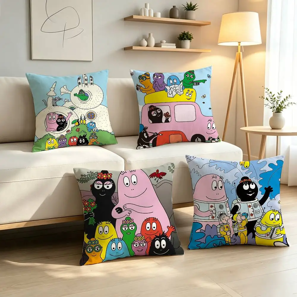 Kids Cartoon B-Barbapapa Pillow Case Pattern Printed Pillowcase For Living Room Sofa Cushion Cover