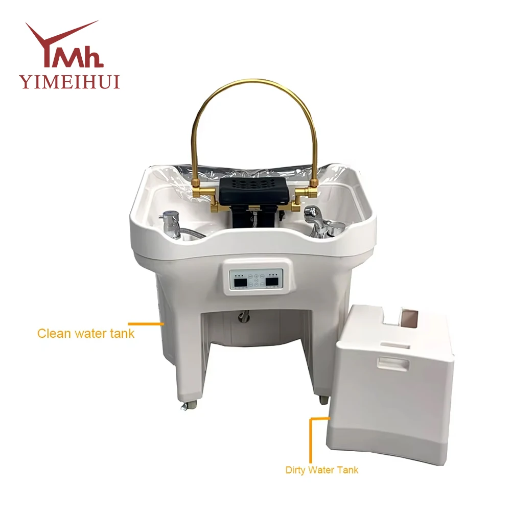 Adjustable Beauty Salon Furniture Water Circulation Hair Washing Spa Bed Head Equipment with Massage Table