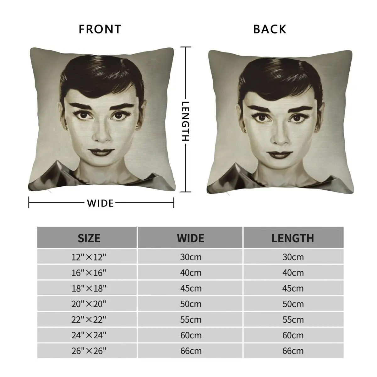 Audrey Hepburn Screen Icon Square Pillowcase Polyester Linen Velvet Creative Zip Decorative Throw Pillow Case Sofa Cushion Cover