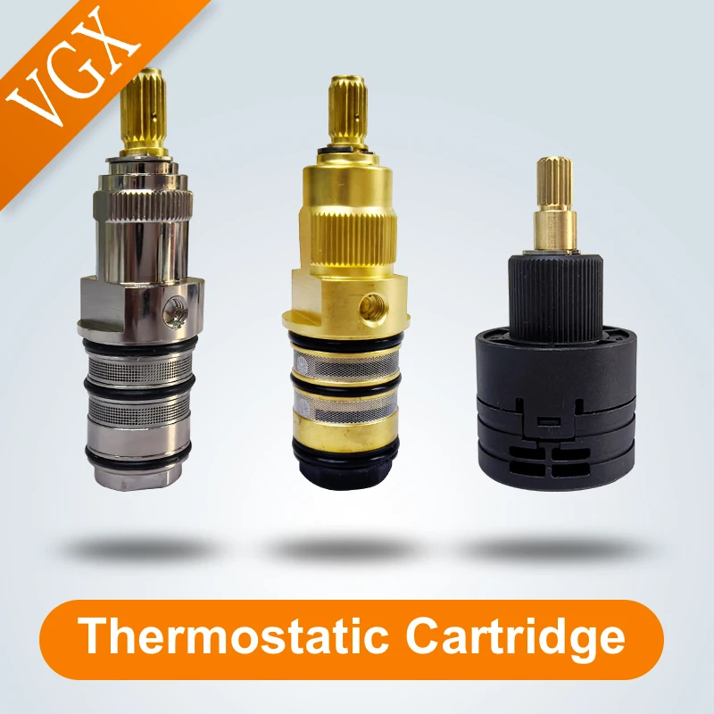 VGX Shower Thermostatic Cartridge Mixing High spool Valve Brass Shower Faucet Ceramic Cartridge Mixer Bath Shower Accessories