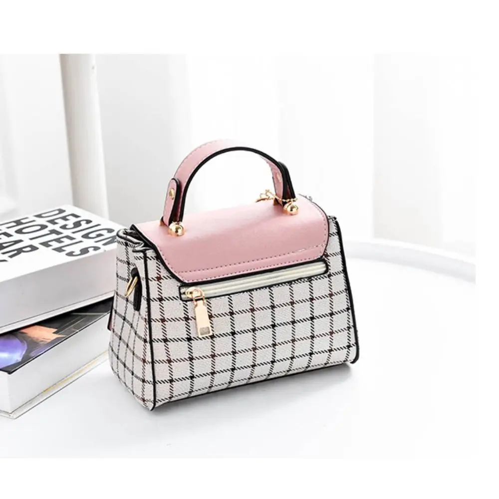 New PU Leather Shoulder Bags Plaid Pattern Buckle Handbags Flap Messenger Bag Women image 6