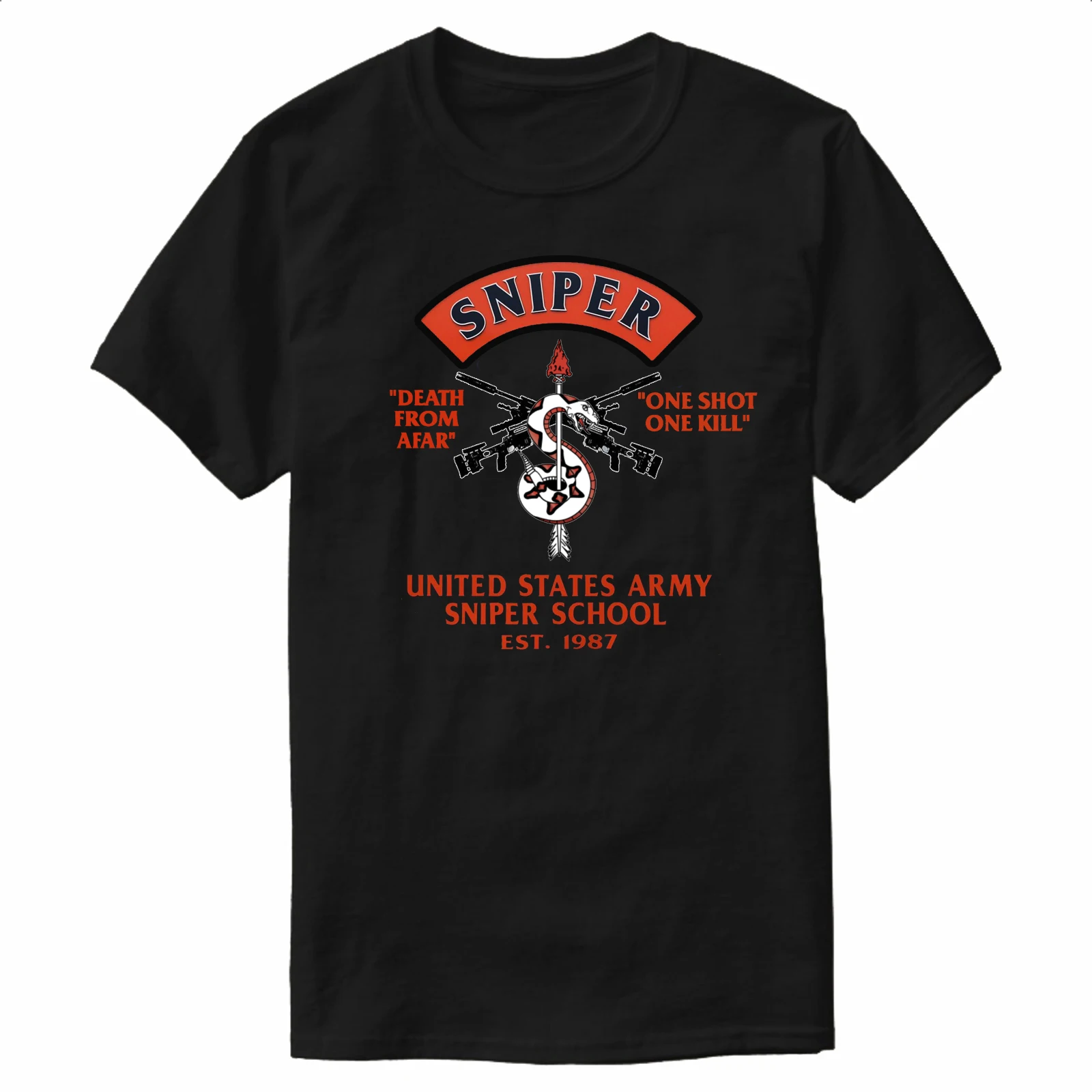 One Shot One Kill US Army Sniper School T-Shirt 100% Cotton O-Neck Summer Short Sleeve Casual Mens T-shirt Size S-3XL