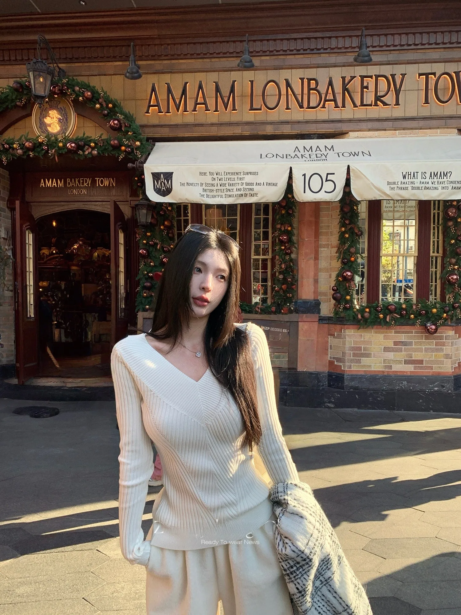 

Amelia Knitted Long Sve V-Ne Base irt Women's Autumn Winter Slim Fit Inner And Outer Wear Soft Modern Sle Casual