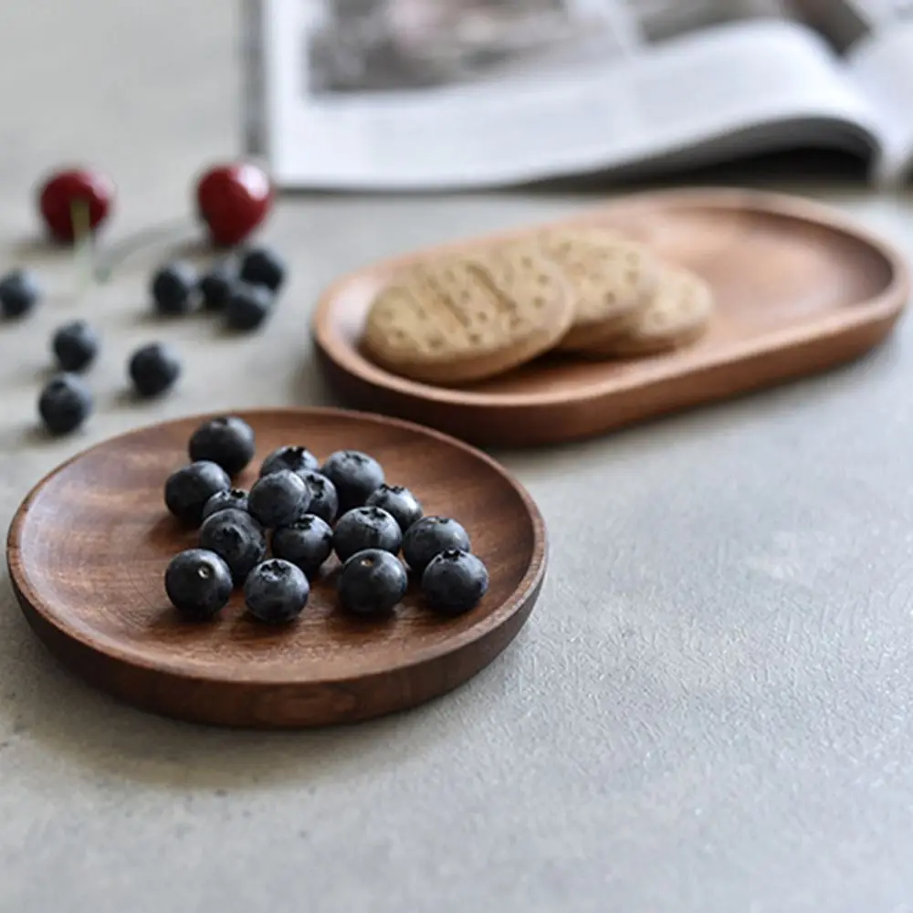 

Wood Solid Bread Dessert Dried Fruit Household Wooden Tray Serving Tray Wooden Plate Snack Plate Food Dish