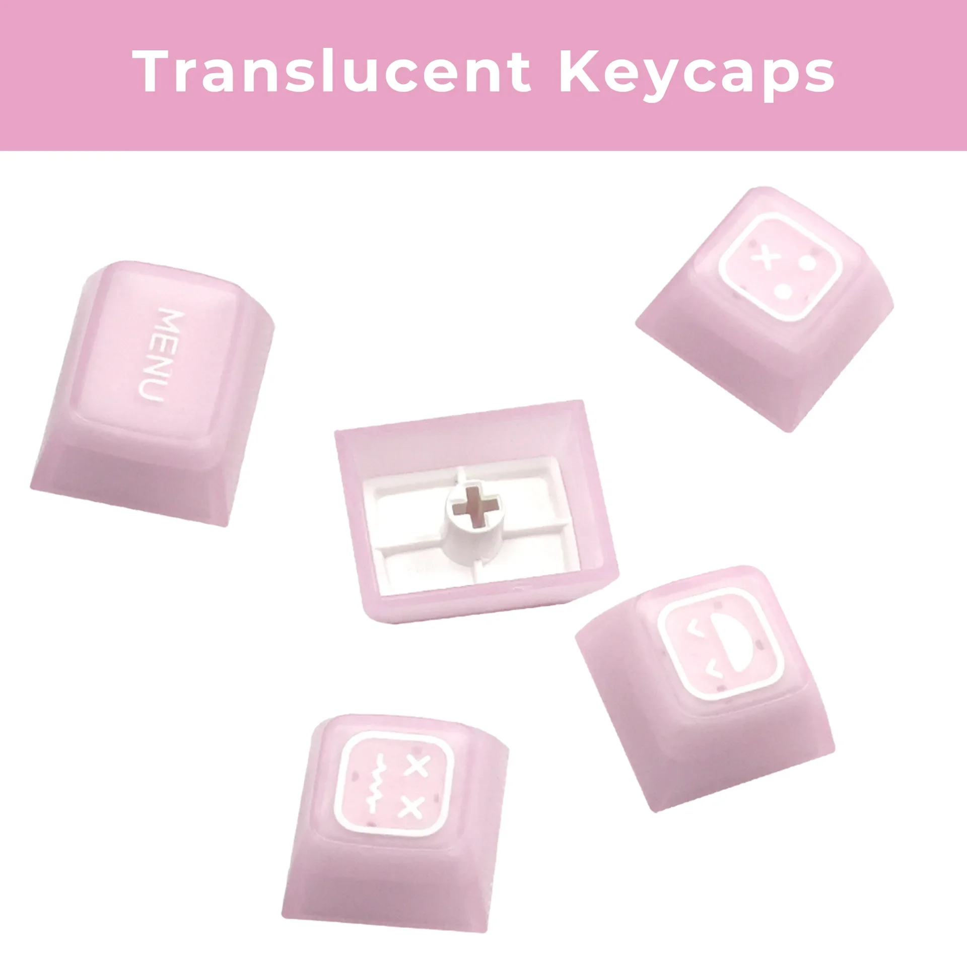 Crystal Pudding Keycaps 142 Keys SA Highly Dual Color Translucent Pink Keycaps for MX Switch Gaming Mechanical Keyboard Keycap