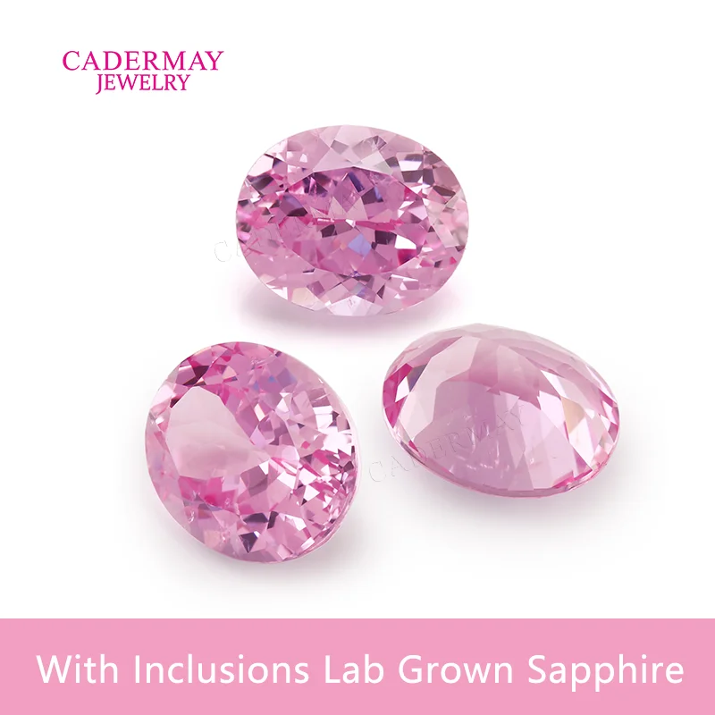 

Certificate Pink Sapphire With Inclusions 7x9mm-13x18mm Oval Shape Sakura Pink Lab Grown Sapphire Gemstones For Jewelry Making