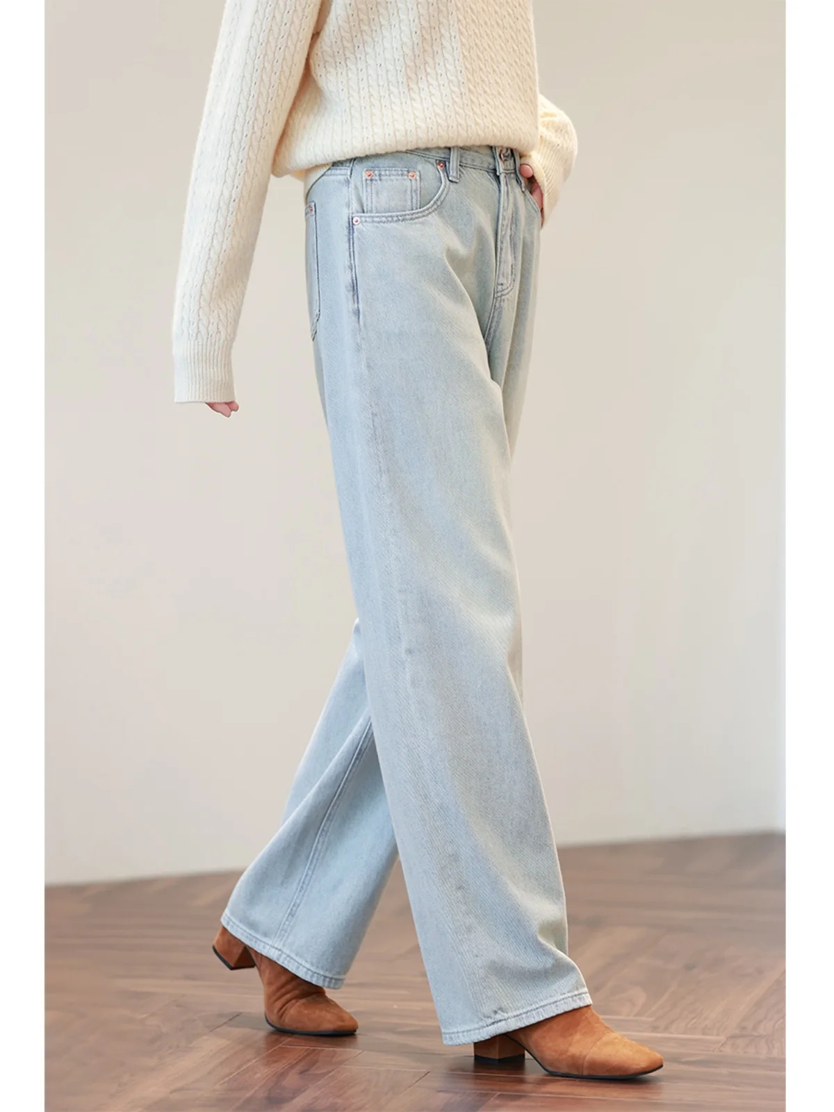 

Женские джинсы с высокой талией, широкими штанинами, синие, свободного кроя, в пол, фасон «бананы», с эффектом похудения, винтажные, элегантные