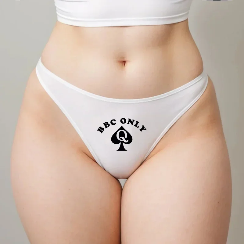New Fashion Female Underpant Lovely Cotton Underwear Soft Lingerie Queen Of Spades Thong for Women BBC ONLY Sexy G-String