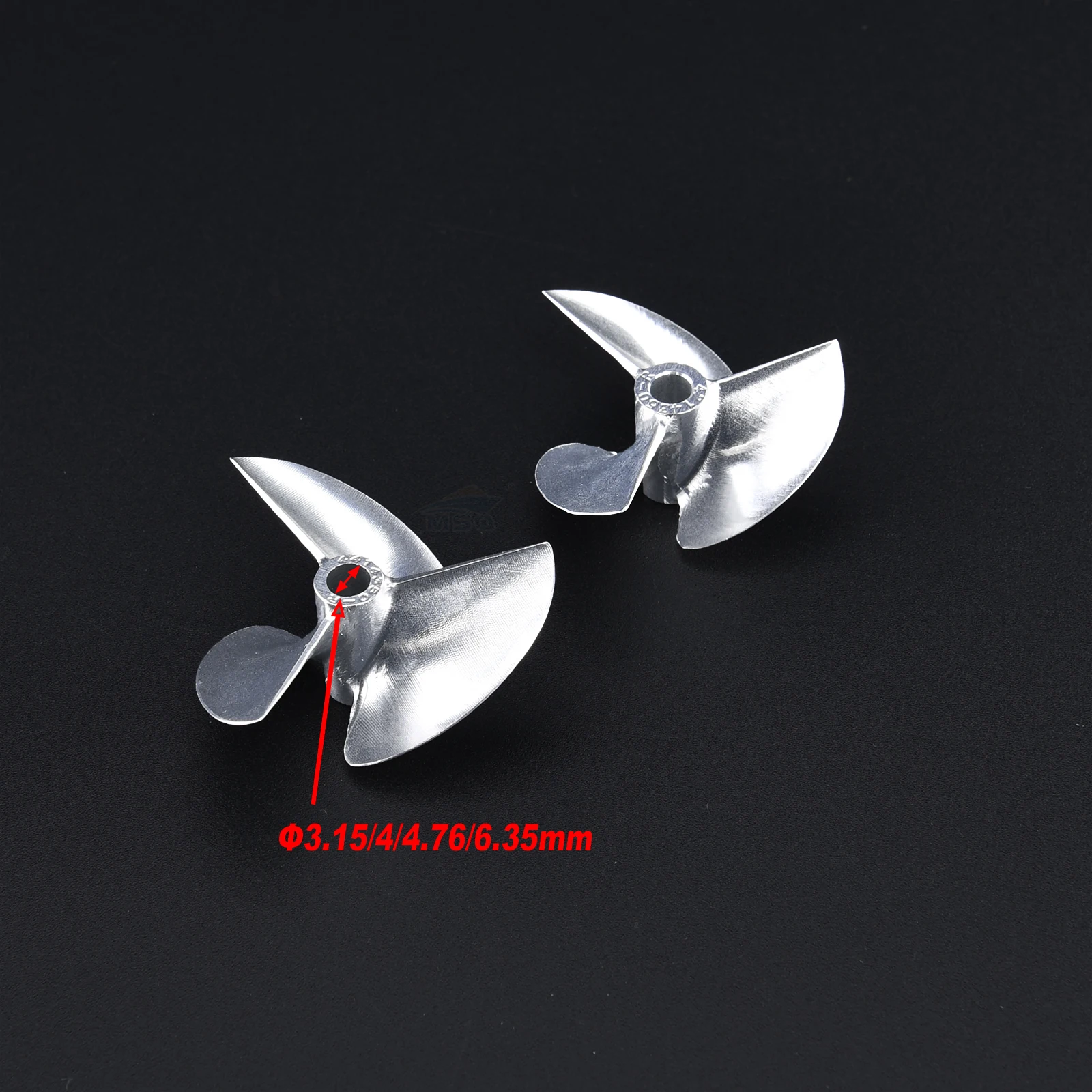 1pc RC Boat CNC Aluminium 3 Blades Propeller 3.18/4/4.76/6.35mm Left/Right Propeller D32mm to D60mm