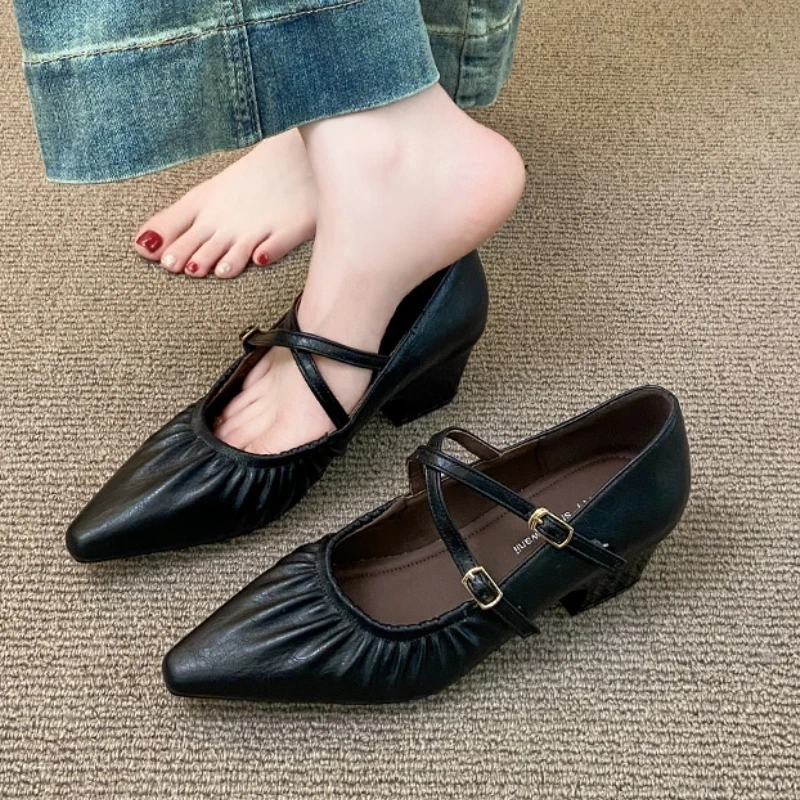 

Designer 2025 Summer New Women Shoes Sexy Pointed Toe High Heels Sandals Elegant Party Brand Dress Woman Chunky Pumps Zapatos
