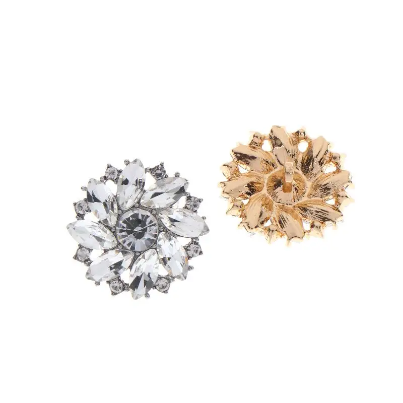 2/4 Stück Funkelnde Strass-Blumenförmige Metallknöpfe Geeignet für Dekorative Knöpfe an Kleidung – Detail 8