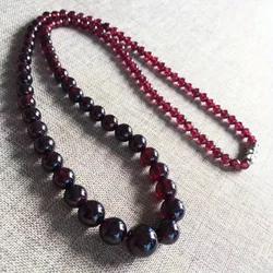 Elegant Burgundy Garnet Crystal Necklace - Bohemian Style, Natural Stone Pendant for Men and Women