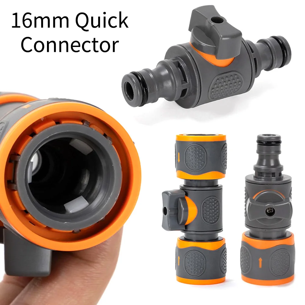 16mm Ball Valve Hose Adapter Quick Connector Coupling Joint Extender Connect Repair for Garden Irrigation Tubing Stop Water
