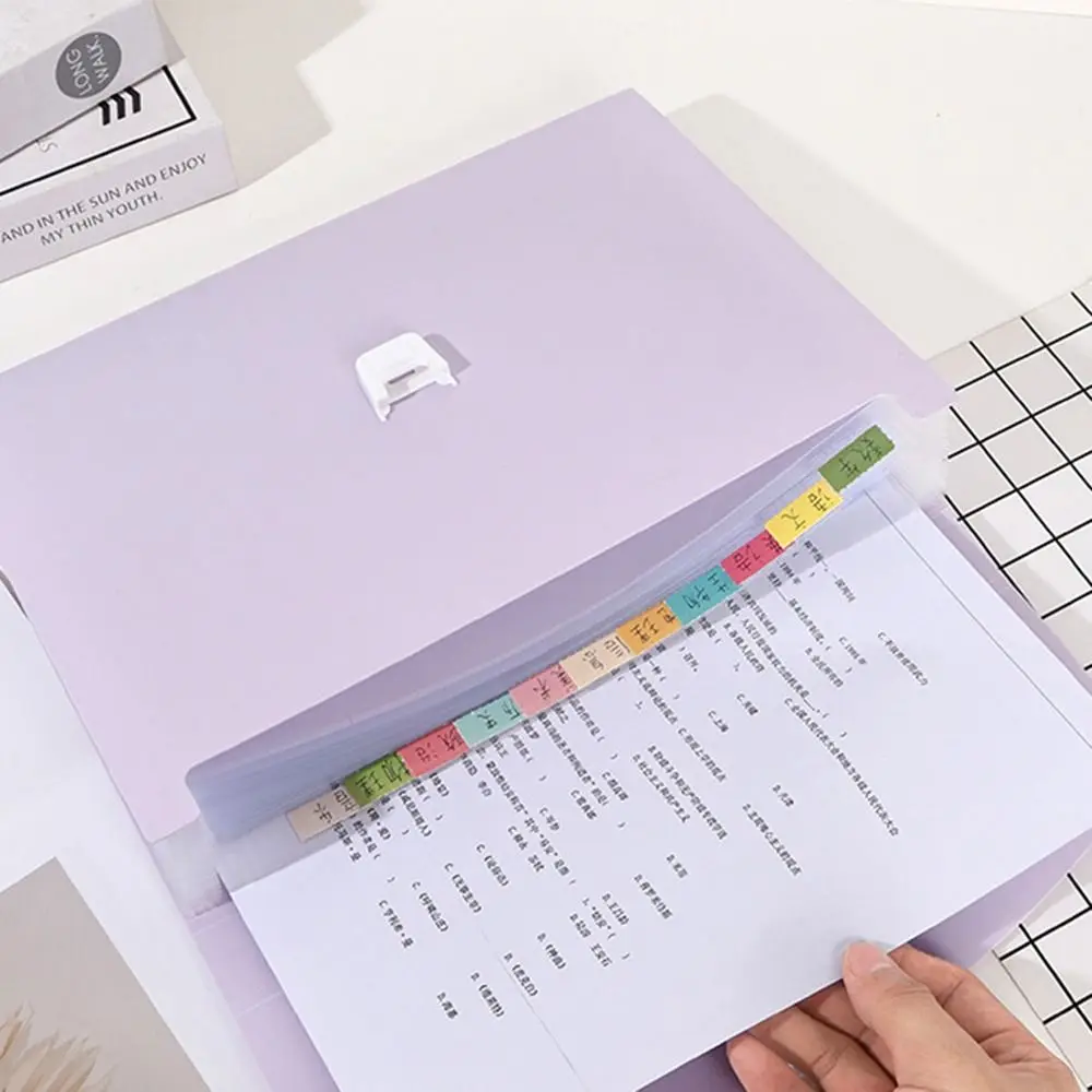 12-Layer A4 File Folder Waterproof Multi-layer Expanding Test Paper Storage Bag Large Capacity Horizontal Hand-held Bag