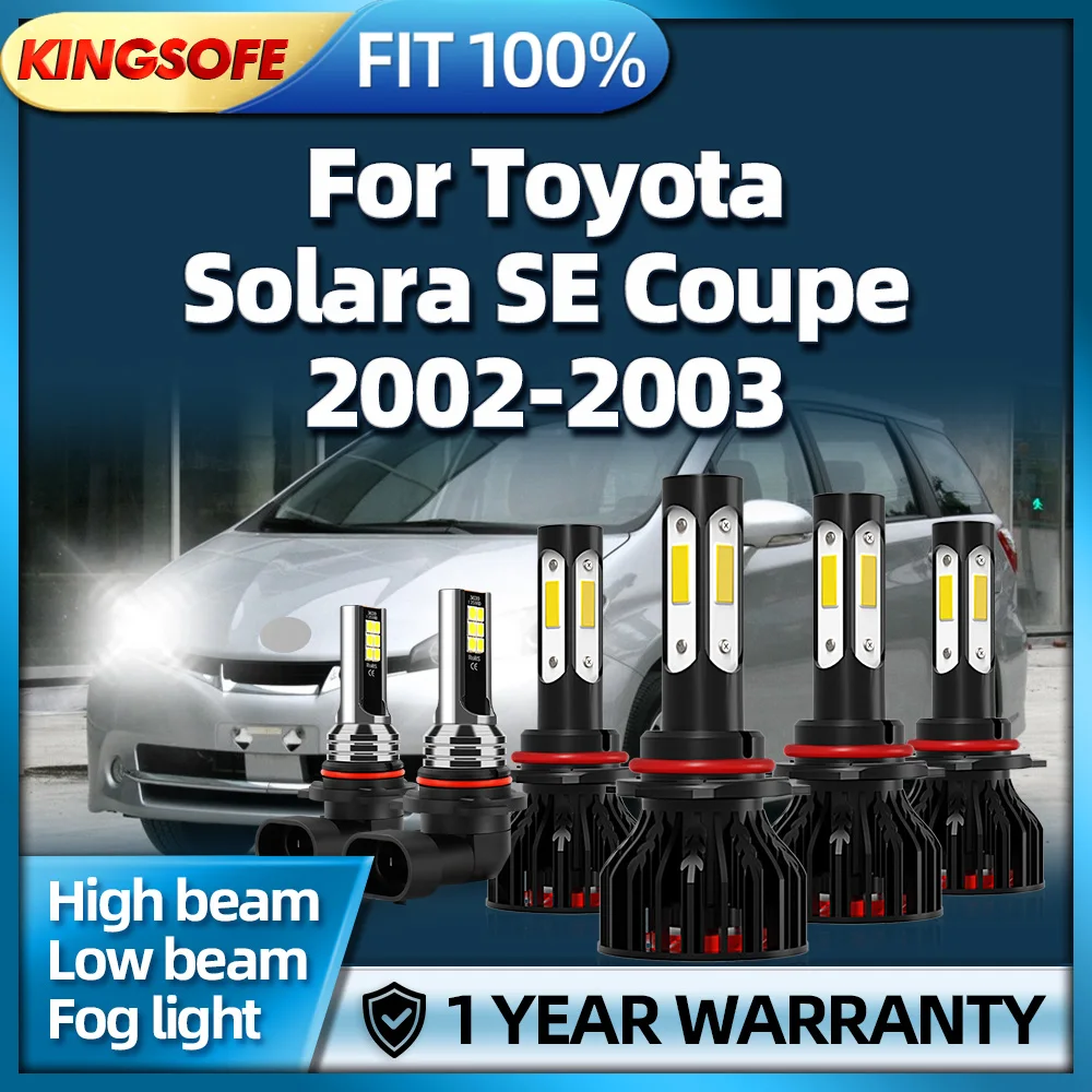

2/6Pcs 30000LM Bright LED Car Headlight 9005 9006 4Side Chip Turbo Lamp Fog Lights 6000K For Toyota Solara SE Coupe 2002 2003