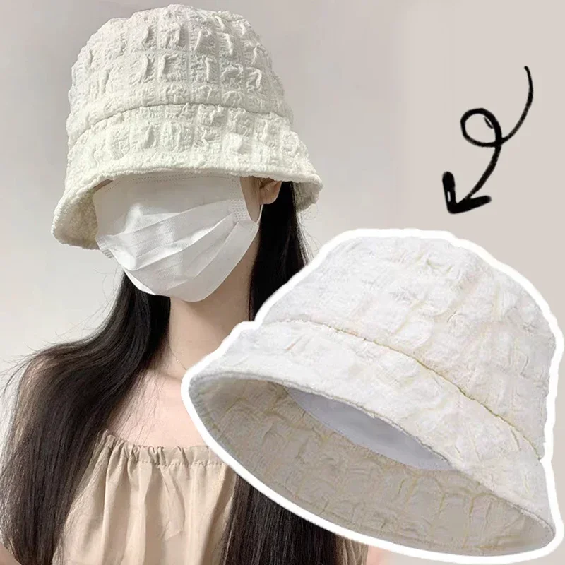 Lace Bucket Hat Women Outdoor Beach Sun Visors Cap Breathable All-match Panama Fisherman Hat Casual Thin Wrinkle Sunhat