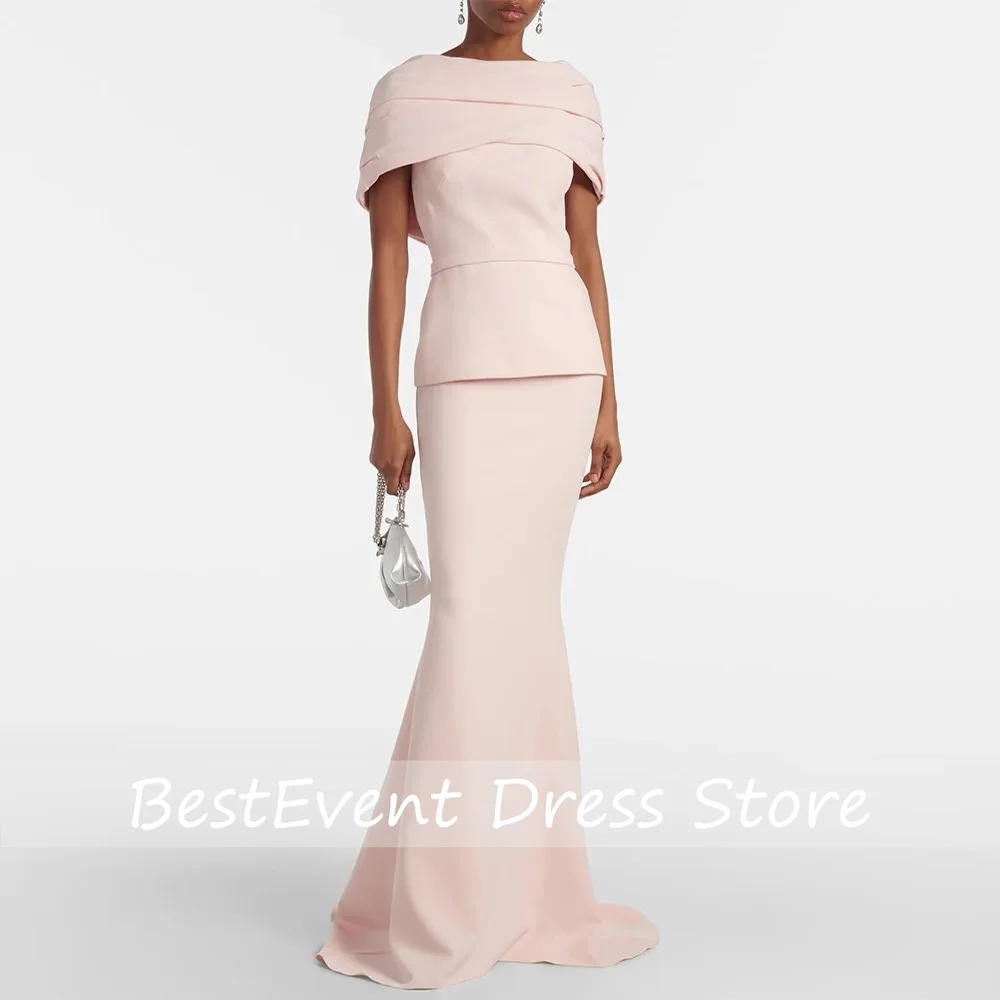 Abendkleid, schulterfrei, plissiert, aus Jersey, mit Schleppe, Meerjungfrauen-Stil, Ballkleider, arabische formelle Partykleider, individuell gestaltet