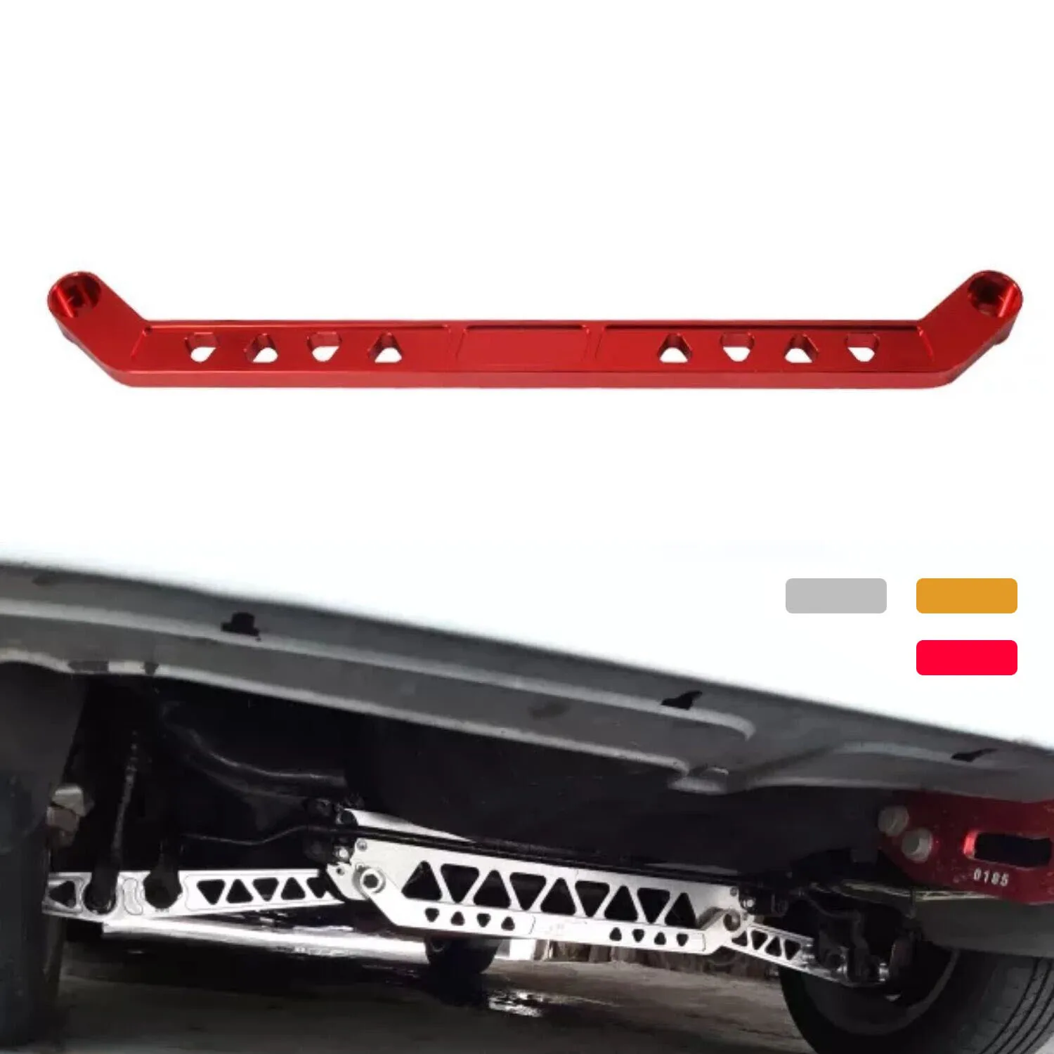 Billet Aluminum Rear Lower Subframe Tie Bar for Honda Civic EK DX Si 96-00 Red