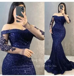 Sexy Mermaid Evening Dresses Sequined Backless Prom Dress Plus Long Customized Party Night Gowns Shiny Floor Robes De Soirée