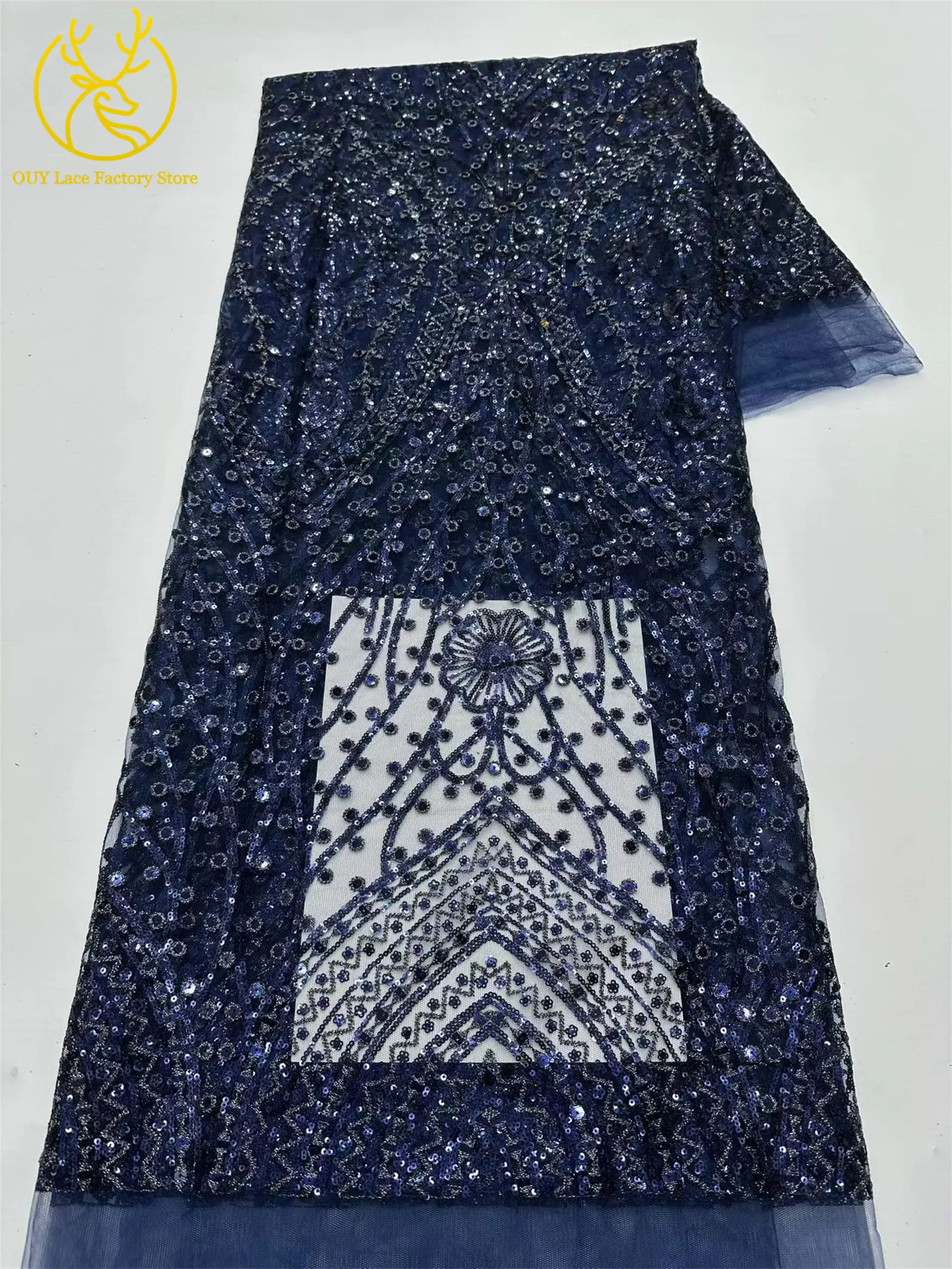 5 Yards Brauner Afrikanischer Spitzenstoff 2026 Nigerianische Pailletten Perlen Hochzeitsdekoration Tüll-Spitzenstoff Braut Partykleid Nähen – Detail 11