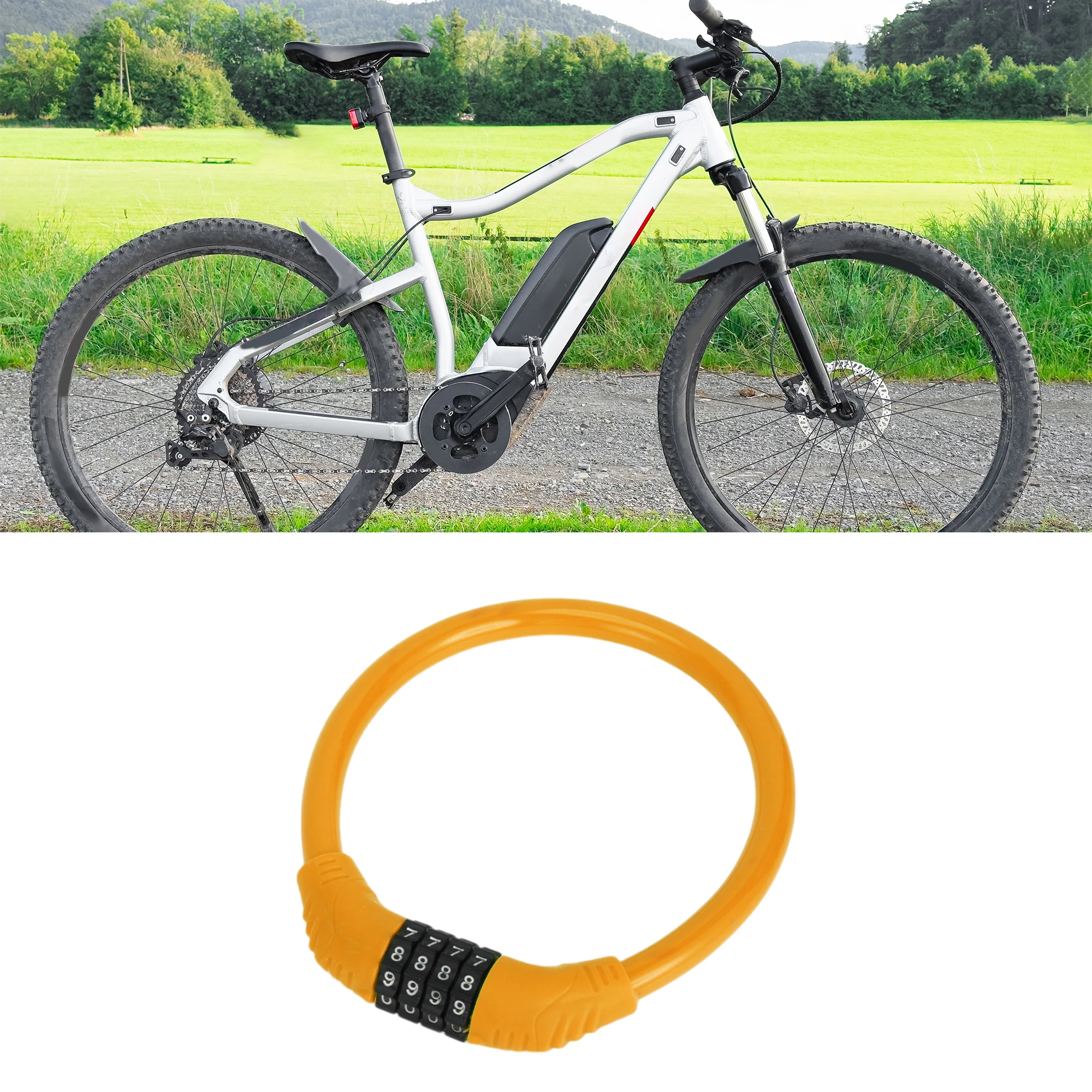 X Autohaux Bicycle Lock Ring Anti-Theft Bike Lock Resettable 4 Digit Mini Ring Lock Orange