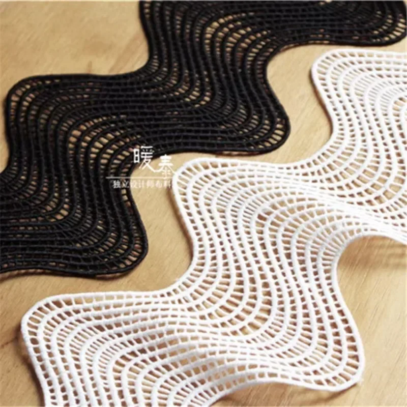 Black White Hollowed Out Fabric for Diy Wedding Dress Lace Skirt Creativity Accessories Cloth Fabrics By Meters Material