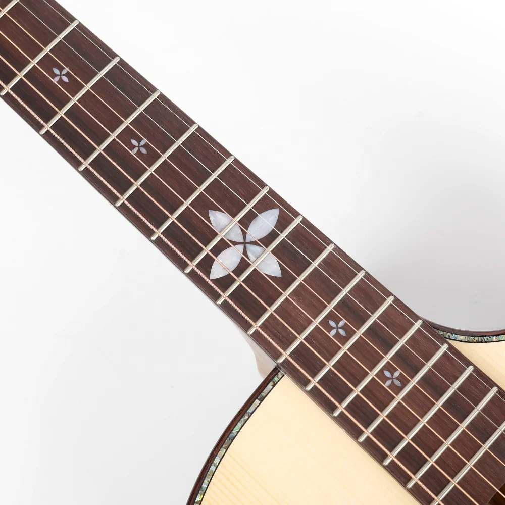 K5 41 Zoll Akustik-Elektro-Gitarre, Massivholz-Decke aus Engelmann-Fichte & Rückseite/Zargen aus Palisander, Hals, Natürliche Oberfläche – Detail 5
