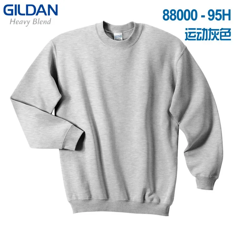 GILDAN 88000 Fleece Men\'s Solid Cotton Sweatshirts Active Sports Hoodies For Men O-Neck Plus Size Pullover Sweatshirts Male