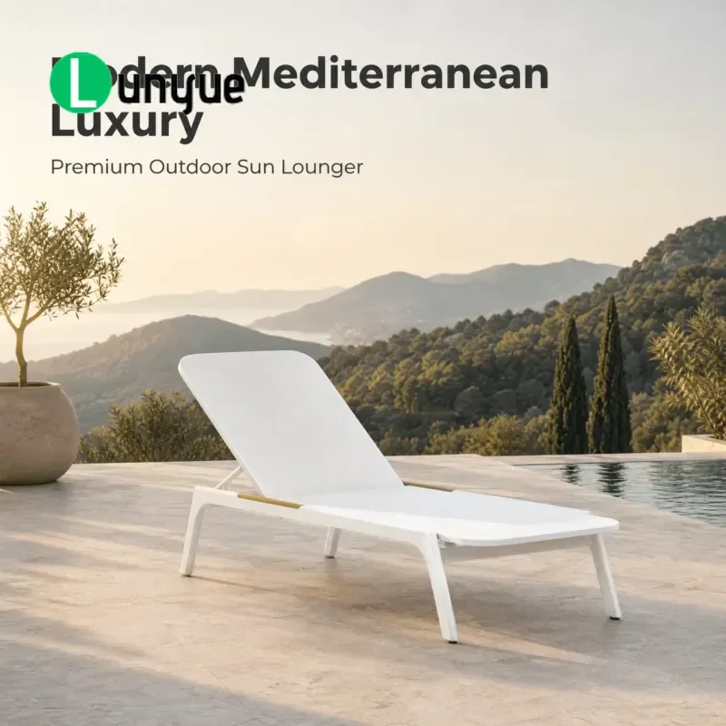 Commercial Outdoor Sun Lounger UV Resistant Rust Proof Metal Frame Luxury Lounge Chair for Hotel Villa Terrace Resort